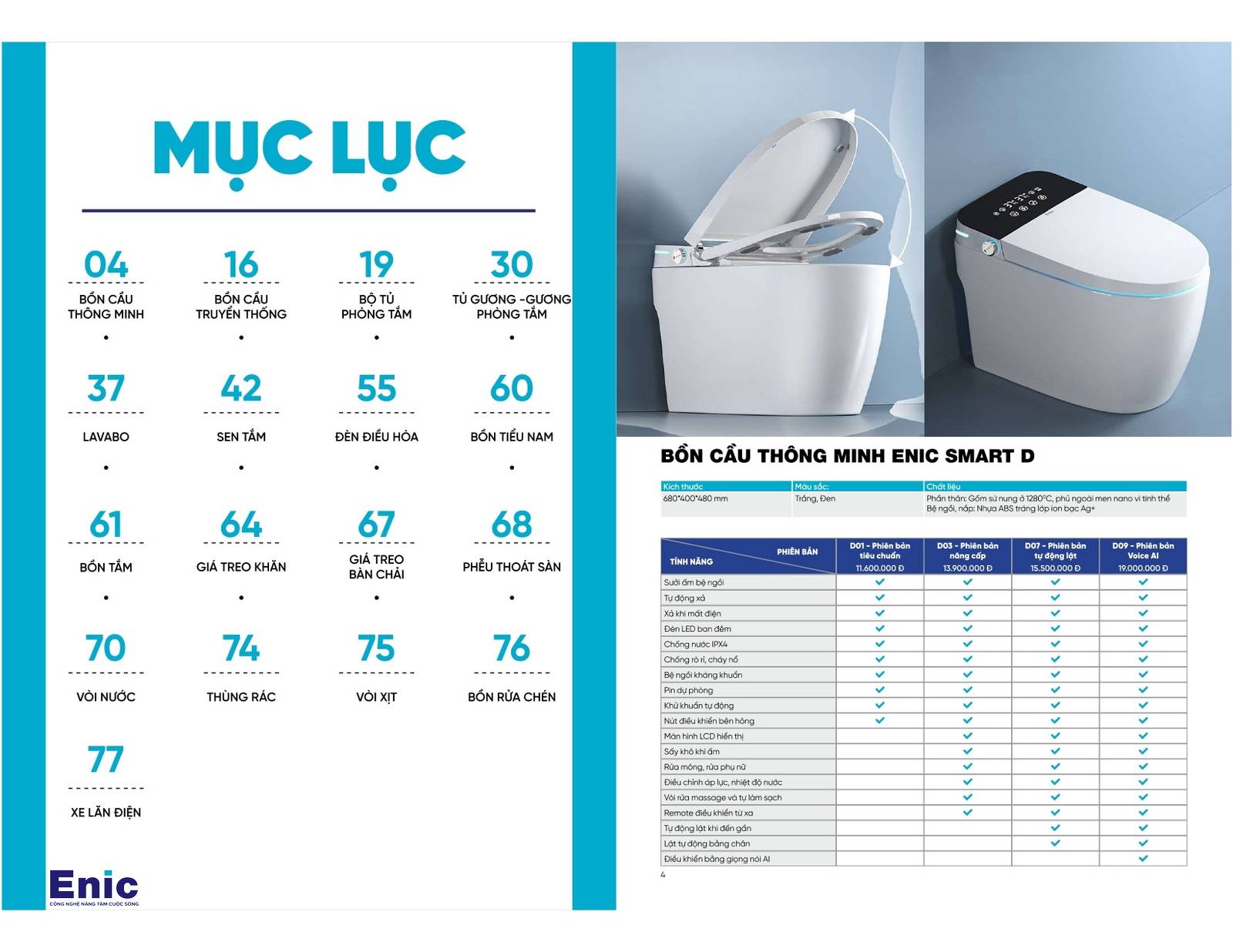 Thiết bị vệ sinh ENIC Catalogue và Bảng giá mới nhất 2024 /Page 2